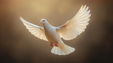Fototapeta premium A majestic white dove in flight a symbol of peace and spiritual hope