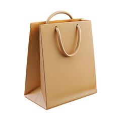 A plain brown paper shopping bag with sturdy handles stands against a stark black background