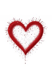 Red Heart Spray Paint Design on White Background