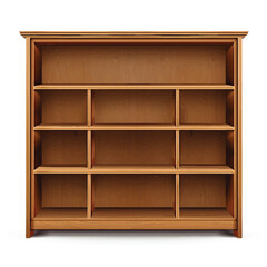 Empty Wooden Bookcase with Multiple Compartments