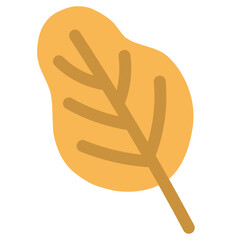 Bright yellow round-edged leaf in flat style, giving warmth and balance to seasonal layouts.