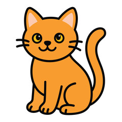 Cute Orange Cartoon Cat Vector