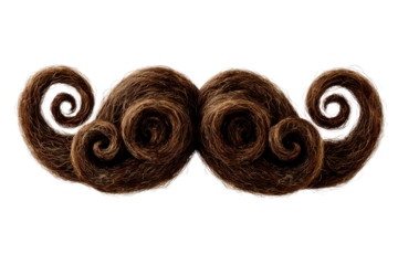 Creative mustache art design studio digital illustration fun close-up. Isolated on transparent background, png.