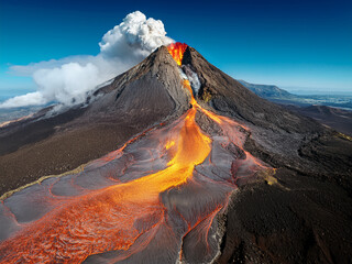 Vector volcano diagram with Hungarian labels and crater
Cross-section of erupting volcano with labeled features