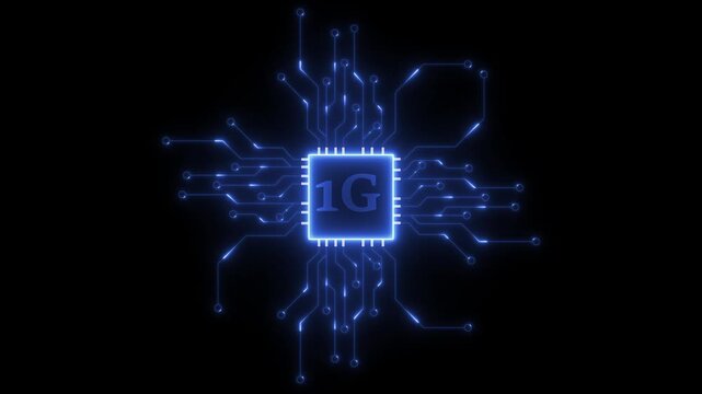 1g signal computing and data storage, circuit patterns. for technology, cloud computing, or data storage-related content. 4k animation.