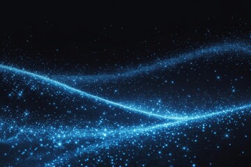 Obraz premium A mesmerizing blue wave of sparkling particles creates a futuristic background