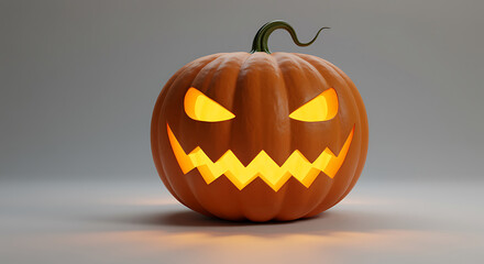 Spooky Halloween Pumpkin with Glowing Eyes and Jagged Teeth a Festive Fall Celebration