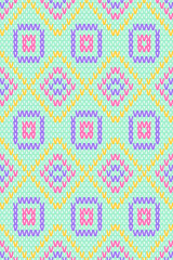 Illustration of geometry seamless pattern in knitting style with sweet color tone. Vector design for textiles, fabric pattern, wallpaper, gift wrapping paper and other printing.