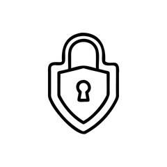 Outline a shield with a lock keyhole on security protection