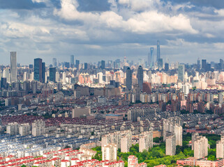 aerial view of Shanghai skyline