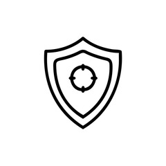 Outline cyber shield with target symbol icon security protection
