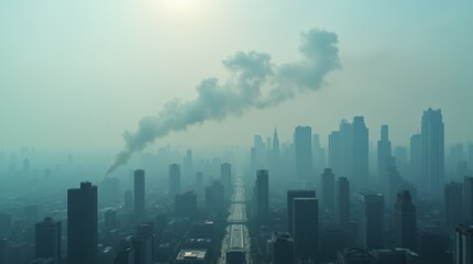 Fototapeta premium Concentrated pollution particles forming visible haze while moving through contaminated atmosphere
