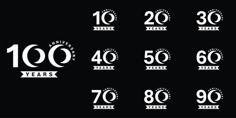 set of collection anniversary logo design. celebration day special vector symbol concept. number graphic icon 