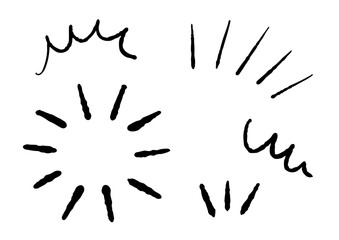 手書きの黒い気づき線　漫符アイコンセット