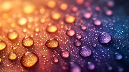 Vibrant rainbow prisms in water droplets