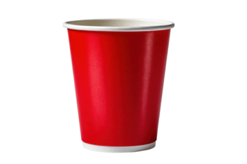 Sipping coffee from a red cup indoor close-up cozy atmosphere. Isolated on transparent background, png.