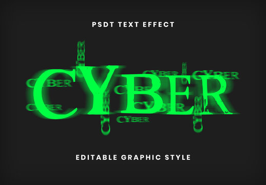 Green Glowing Digital Cyber Font Neon Distortion Text Effect