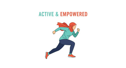 Empowered Woman Running: Active Lifestyle Illustration