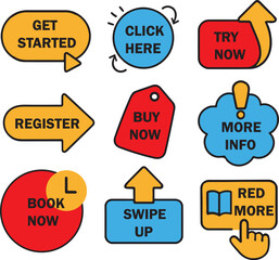 "Colorful Call-to-Action Icons for Websites and Apps"