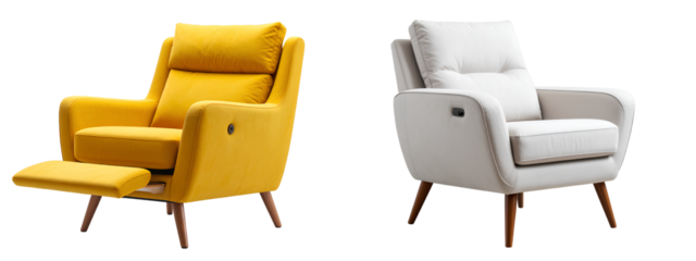 Side View of a Single Recliner Sofa Seat with Cup Holder Armrest, Transparent png