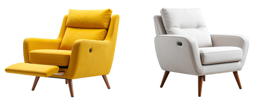 Side View of a Single Recliner Sofa Seat with Cup Holder Armrest, Transparent png