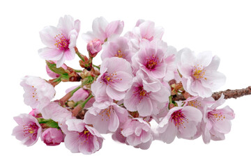 Naklejka premium Cherry blossom branch close-up nature floral photography spring. Isolated on transparent background, png.