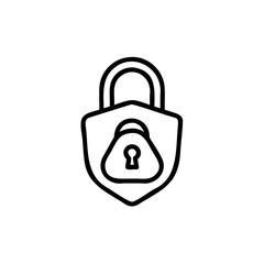 Outline icon a shield with a lock keyhole security privacy