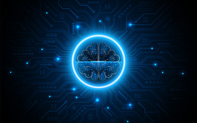 Circuit board of computer neural network or electronic artificial intelligence. Brain circuit technology. modern technology innovation concept background	