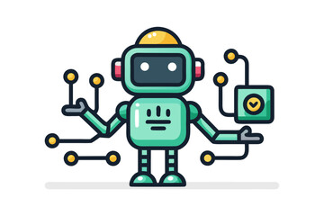 Robot Palm Presenting AI Circuit Board Glowing Design