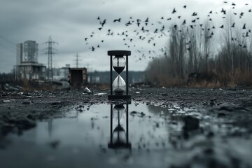 Hourglass in an Urban Wasteland: Time Passes Quietly as the World Stands Still