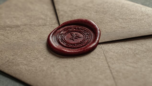 Aged envelope, wax seal, intricate design - Powered by Adobe
