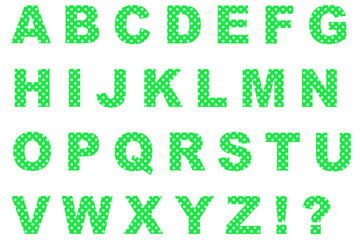 アルファベット 1 大文字 ドット 緑 水色