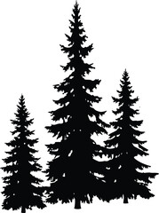 Obraz premium Christmas Pine Trees Silhouette Vector Illustration