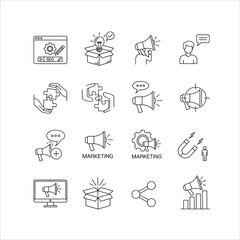 Strategic Development and Achievement Line Icons