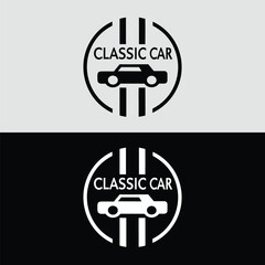 Timeless classic car logo design, perfect for automotive businesses, vintage car enthusiasts, and transportation services seeking a retro and stylish brand identity that evokes nostalgia and elegance