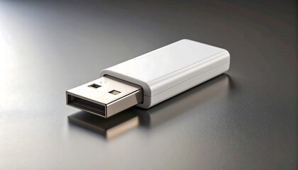 White Usb Flash Drive On Reflective Surface