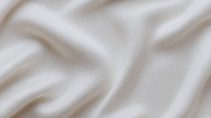 Elegant close up showcases the gentle folds and subtle textures of a smooth, light beige silk fabric, creating a soft and luxurious abstract background element.