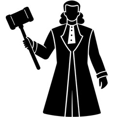 Judge holding gavel black silhouette white