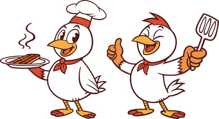 Set of Cartoon Chicks vector design, Chicks icon design, Chef Chicks illustration vector design
