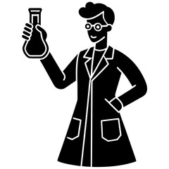 Scientist holding flask with beaker laboratory experiment