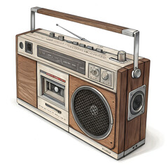 Obraz premium vintage radio cassette recorder isolated on white