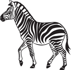 Obraz premium The image features a zebra positioned centrally, highlighting its unique striped pattern against a neutral background, Zebra vector style silhouette image