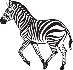 Obraz premium The image features a zebra positioned centrally, highlighting its unique striped pattern against a neutral background, Zebra vector style silhouette image