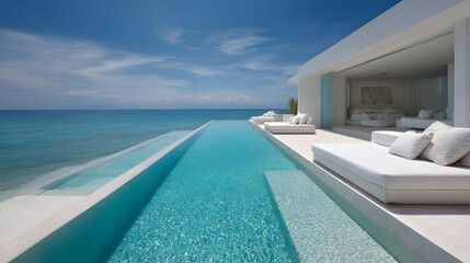 Fototapeta premium Stunning infinity pool overlooking the ocean.