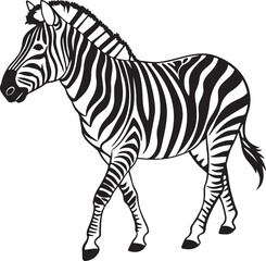 Obraz premium The image features a zebra positioned centrally, highlighting its unique striped pattern against a neutral background, Zebra vector style silhouette image