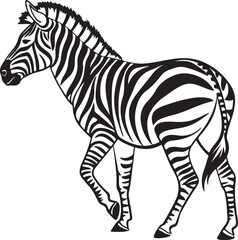Obraz premium The image features a zebra positioned centrally, highlighting its unique striped pattern against a neutral background, Zebra vector style silhouette image