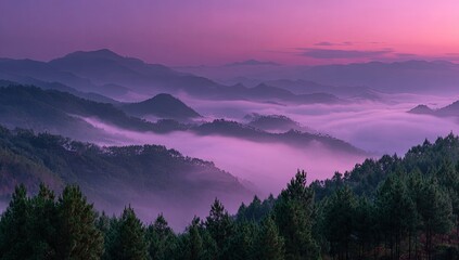 Fototapeta premium Misty mountain range at dawn (9)