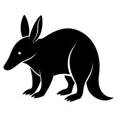 Aardvark vector clean black silhouette design white background