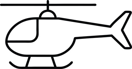 helicopter icon outline vector illustration on transparent background