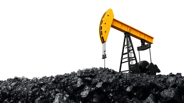 An isolated oil pump jacked extracting crude oil from surface on white background - Powered by Adobe